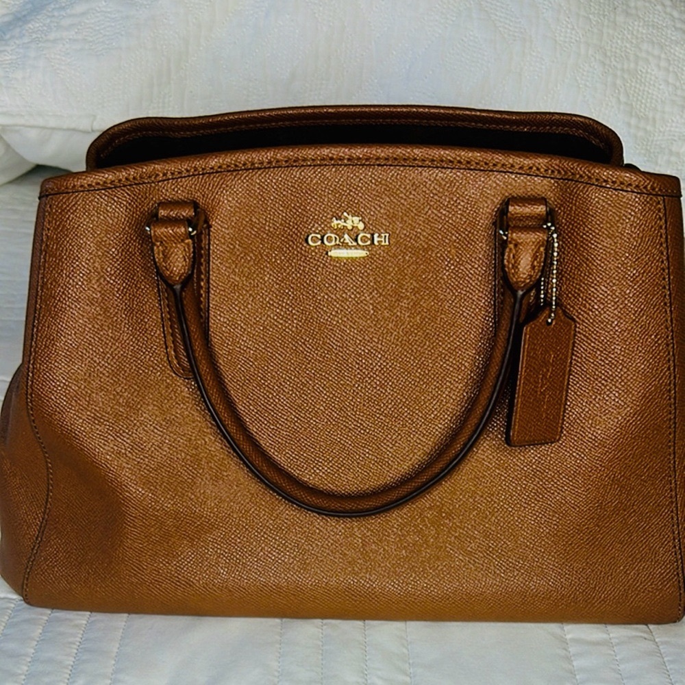 Coach Margot Carryall Crossbody Bag Pebbled Leather Brown Tote Satchel / Strap - Picture 9 of 17